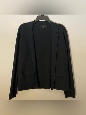 Timeless BANANA REPUBLIC Black Cardigan Blazer Heavy Knit Pockets Work Office S